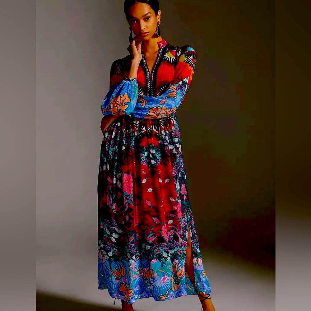Anthropologie Bhanuni by Jyoti Patterned Maxi Dress Size 8